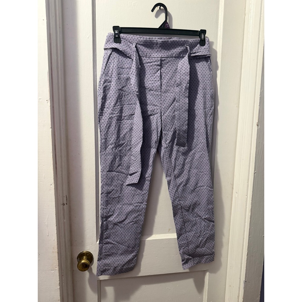Jules and Leopold Purple Polka Dot Belted Ankle Pants Size Medium Womens Tapered